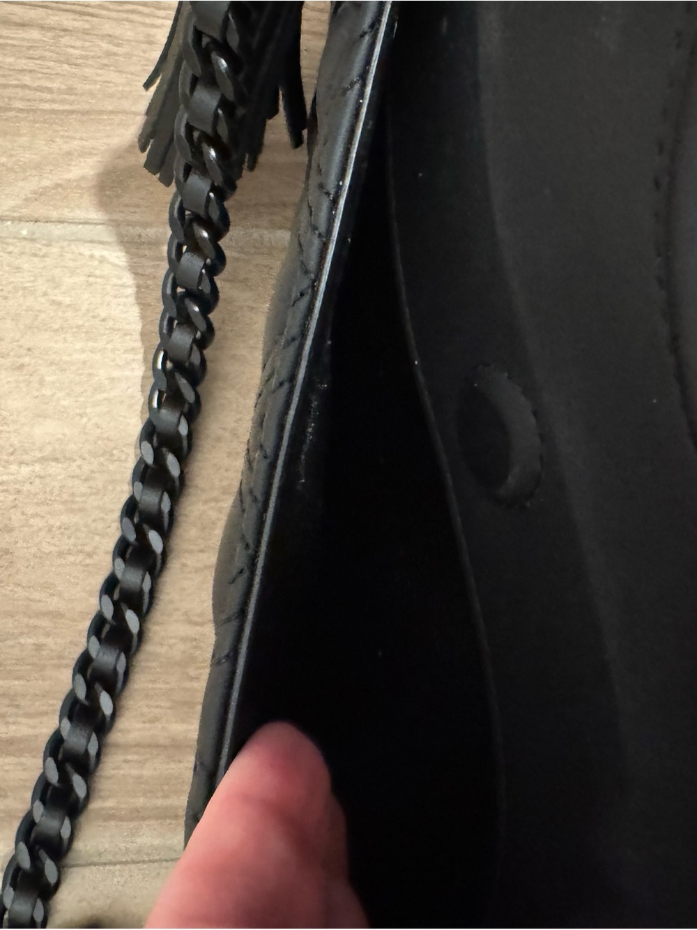 Tory Burch Matte Black Quilted Chain Shoulder Bag with Tassel - Picture 8 of 10